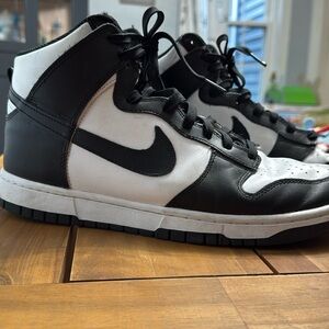 Nike Dunk High Black White  Size 11, used condition
